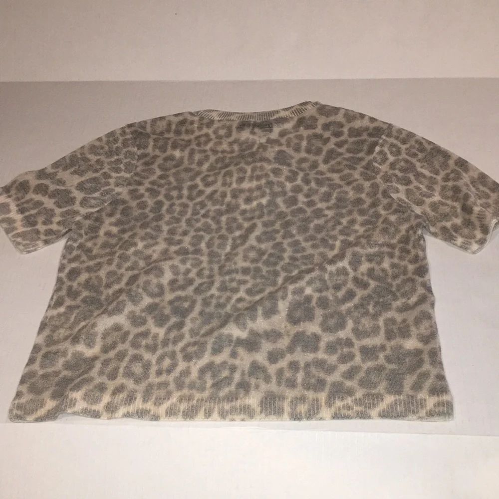NWT Zara Leopard Print Short Sleeve Light Sweater Top | Size M - Picture 6 of 6